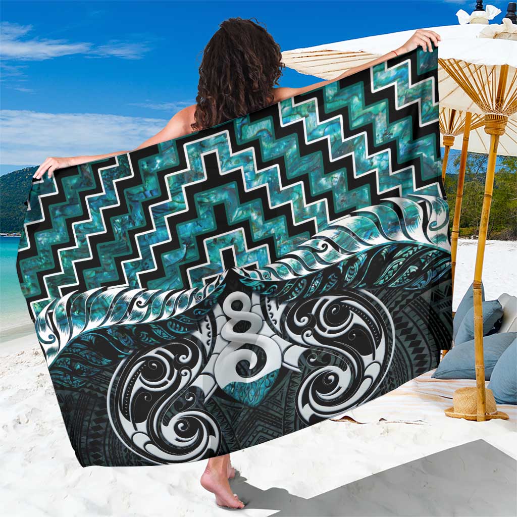 New Zealand Maori Sarong Poutama Pikorua Turquoise Paua Shell