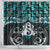 New Zealand Maori Shower Curtain Poutama Pikorua Turquoise Paua Shell