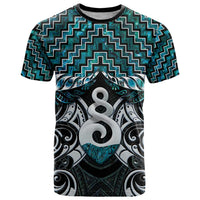 New Zealand Maori T Shirt Poutama Pikorua Turquoise Paua Shell LT05 Turquoise - Polynesian Pride