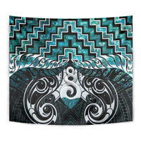 New Zealand Maori Tapestry Poutama Pikorua Turquoise Paua Shell