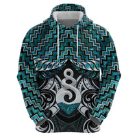 New Zealand Maori Zip Hoodie Poutama Pikorua Turquoise Paua Shell LT05 - Polynesian Pride
