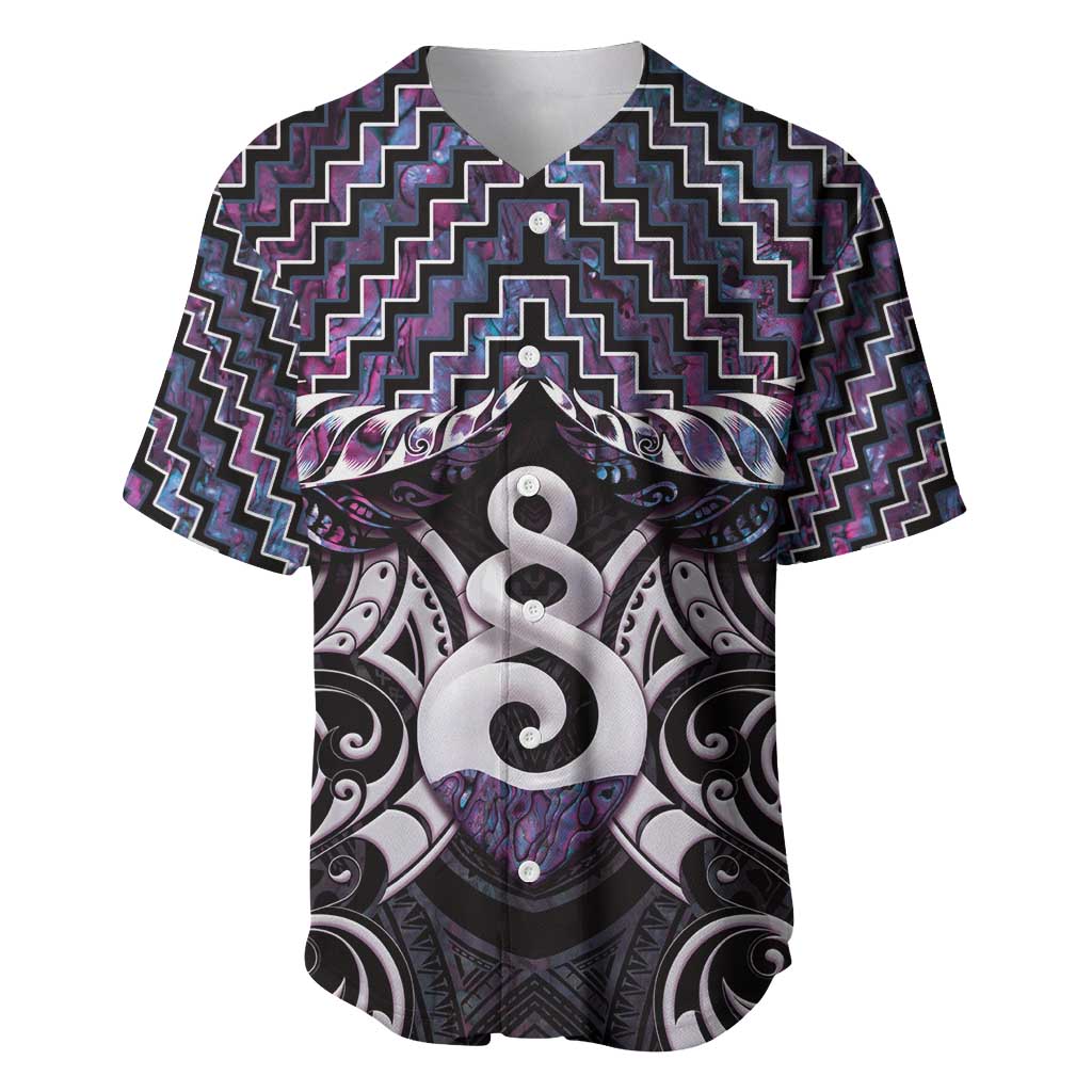 New Zealand Maori Baseball Jersey Poutama Pikorua Purple Paua Shell