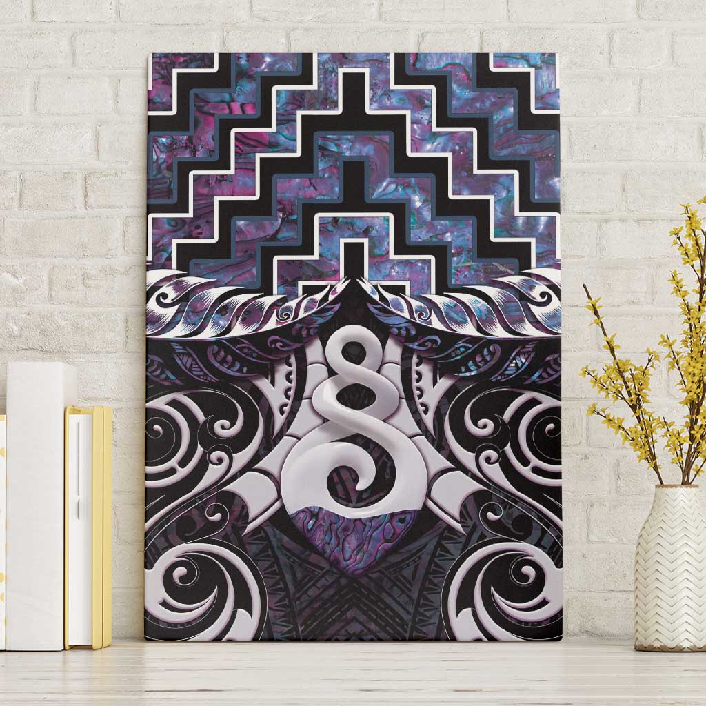 New Zealand Maori Canvas Wall Art Poutama Pikorua Purple Paua Shell