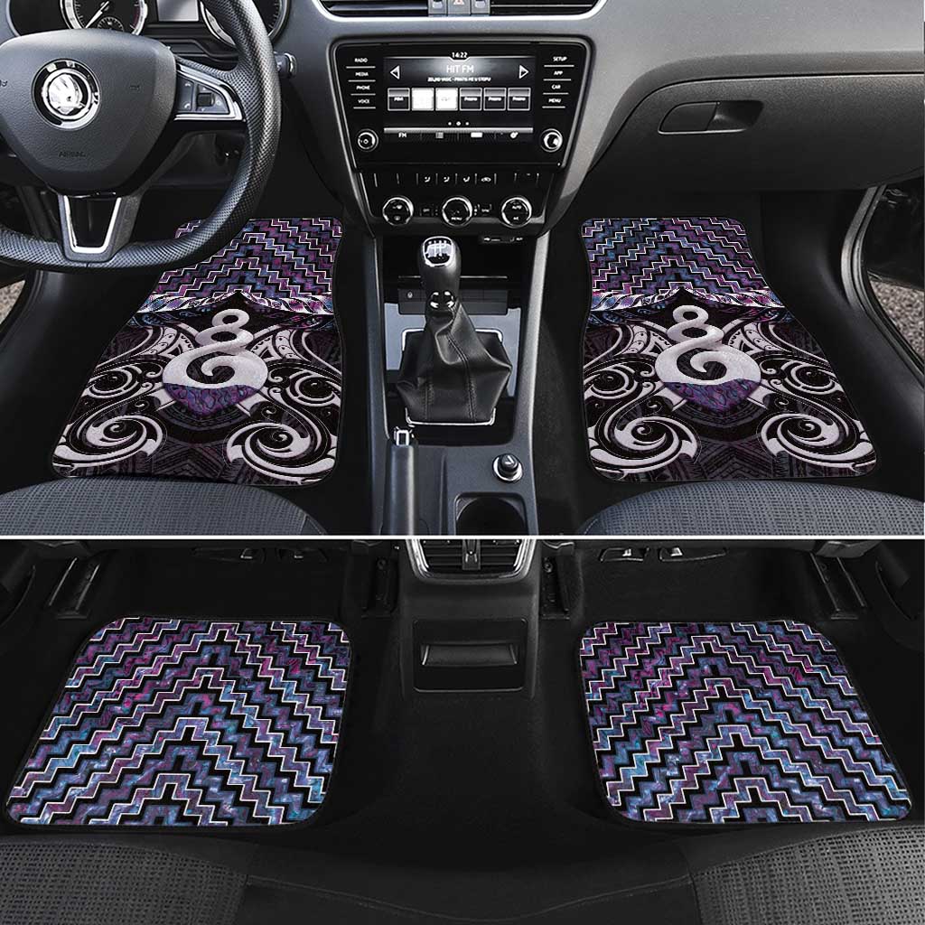 New Zealand Maori Car Mats Poutama Pikorua Purple Paua Shell