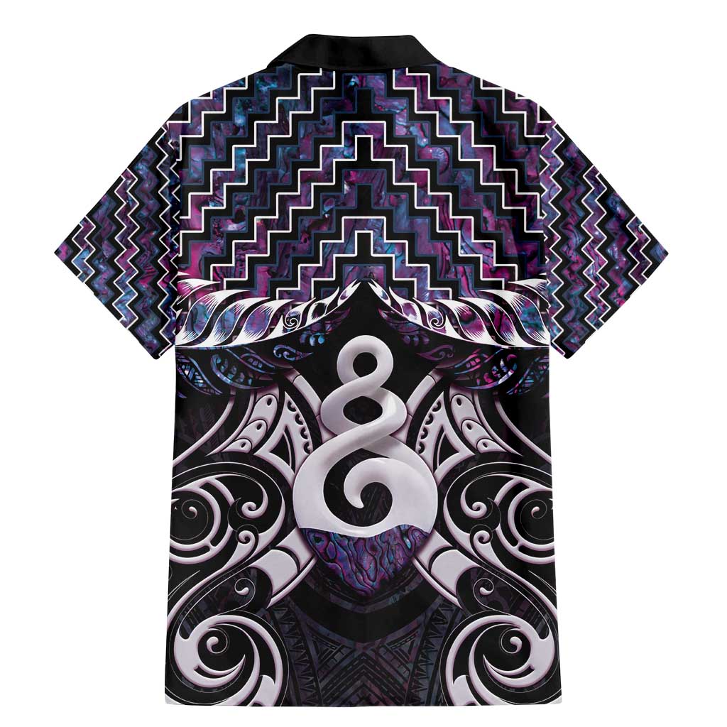New Zealand Maori Family Matching Mermaid Dress and Hawaiian Shirt Poutama Pikorua Purple Paua Shell LT05 - Polynesian Pride