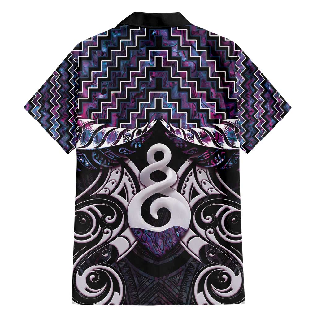 New Zealand Maori Family Matching Short Sleeve Bodycon Dress and Hawaiian Shirt Poutama Pikorua Purple Paua Shell LT05 - Polynesian Pride