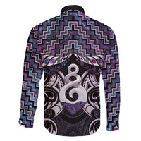 New Zealand Maori Family Matching Short Sleeve Bodycon Dress and Hawaiian Shirt Poutama Pikorua Purple Paua Shell LT05 - Polynesian Pride
