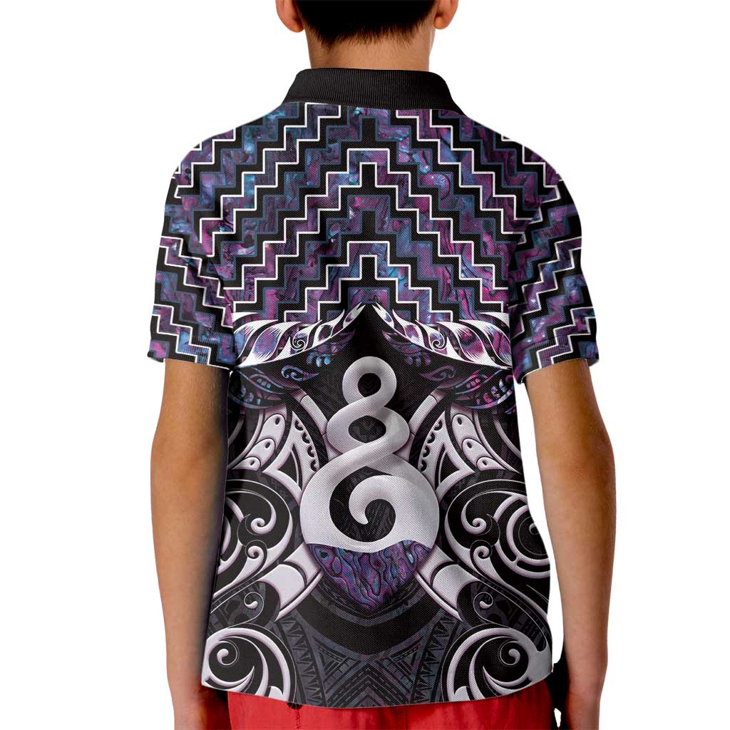 New Zealand Maori Kid Polo Shirt Poutama Pikorua Purple Paua Shell LT05 - Polynesian Pride