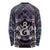 New Zealand Maori Long Sleeve Shirt Poutama Pikorua Purple Paua Shell