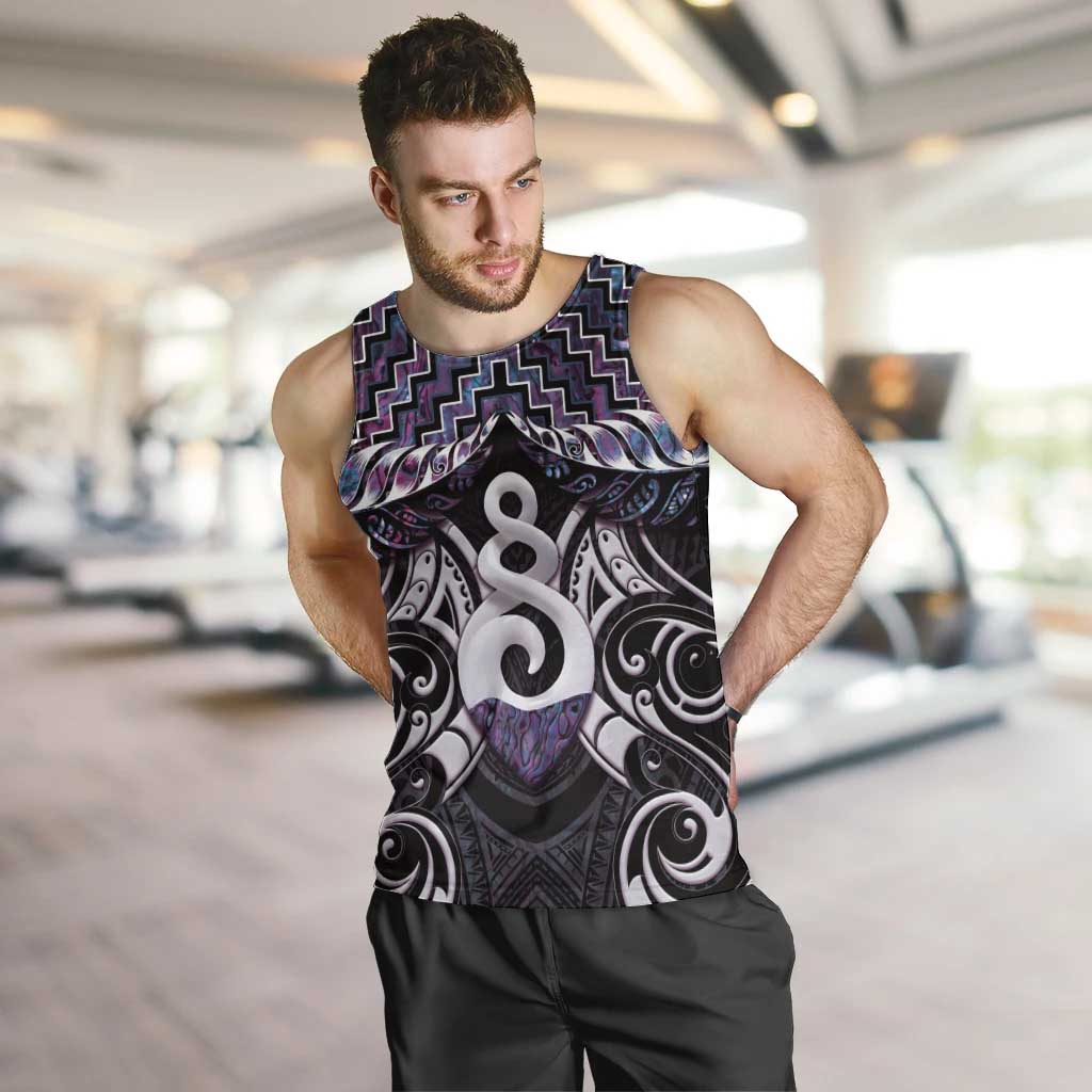 New Zealand Maori Men Tank Top Poutama Pikorua Purple Paua Shell