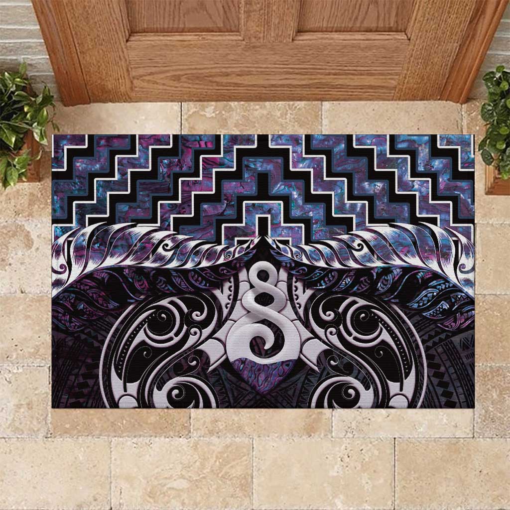 New Zealand Maori Rubber Doormat Poutama Pikorua Purple Paua Shell LT05 Purple - Polynesian Pride