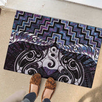 New Zealand Maori Rubber Doormat Poutama Pikorua Purple Paua Shell LT05 - Polynesian Pride