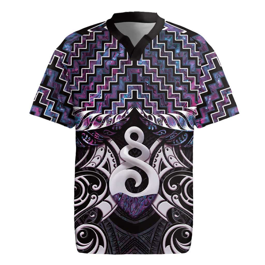 New Zealand Maori Rugby Jersey Poutama Pikorua Purple Paua Shell LT05 Purple - Polynesian Pride