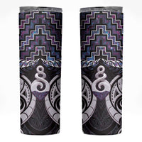New Zealand Maori Skinny Tumbler Poutama Pikorua Purple Paua Shell LT05 Purple - Polynesian Pride