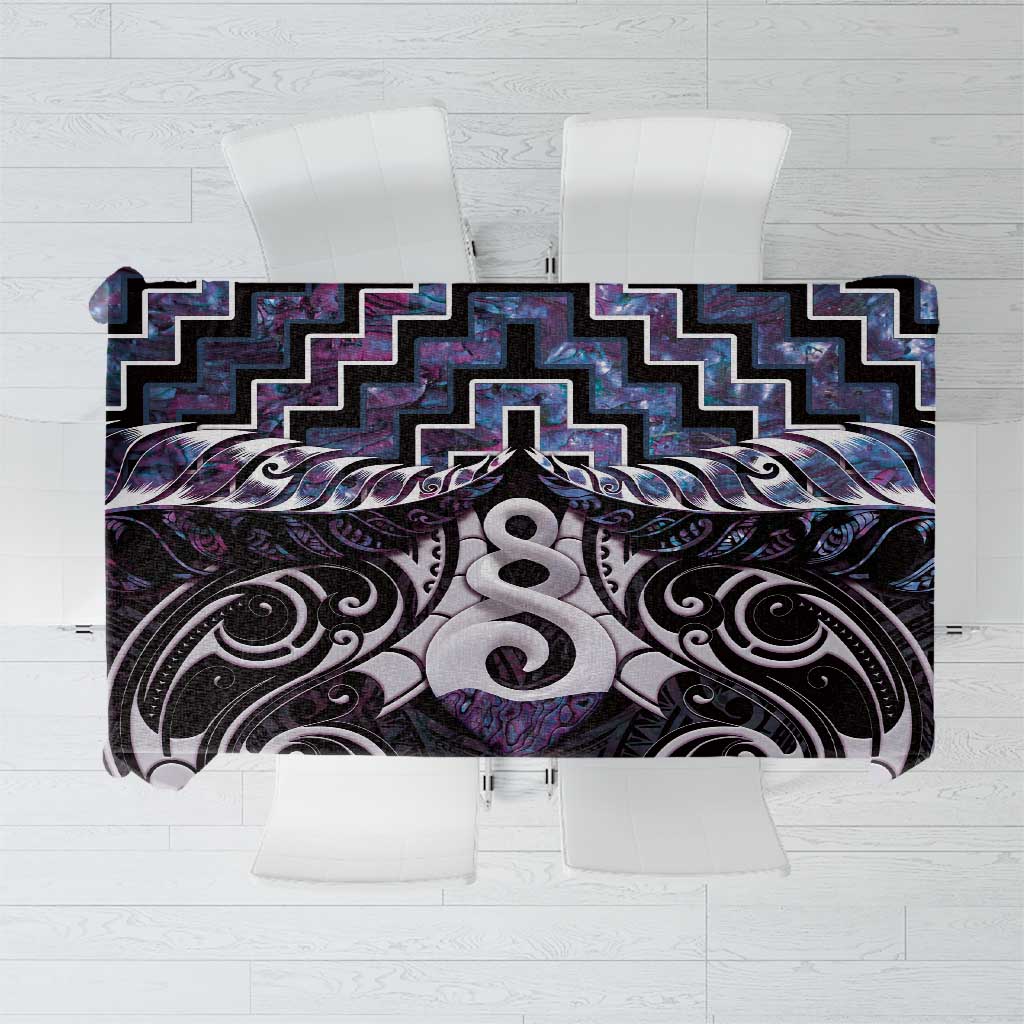 New Zealand Maori Tablecloth Poutama Pikorua Purple Paua Shell LT05 Purple - Polynesian Pride