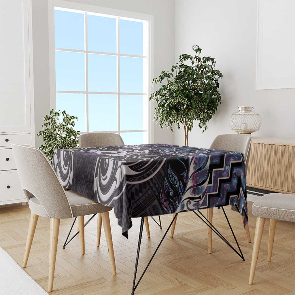 New Zealand Maori Tablecloth Poutama Pikorua Purple Paua Shell LT05 - Polynesian Pride
