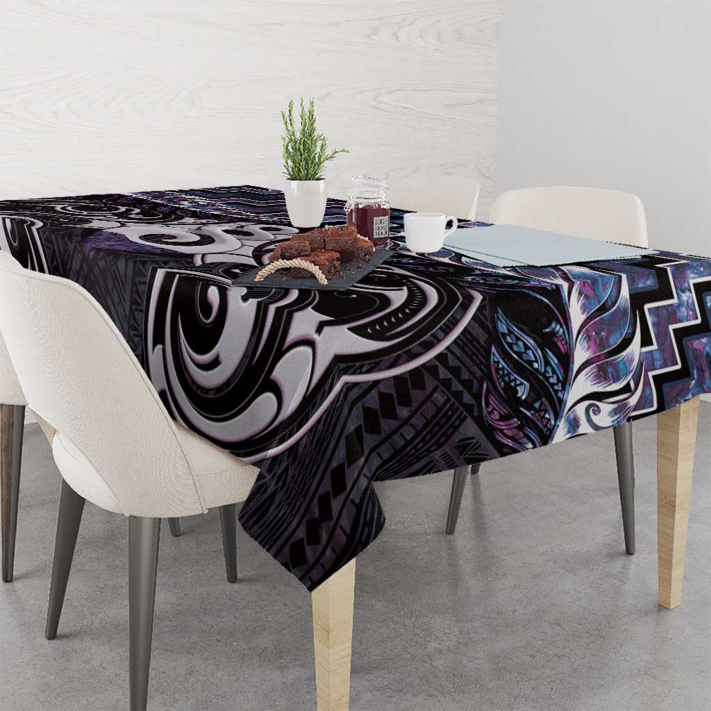 New Zealand Maori Tablecloth Poutama Pikorua Purple Paua Shell LT05 - Polynesian Pride