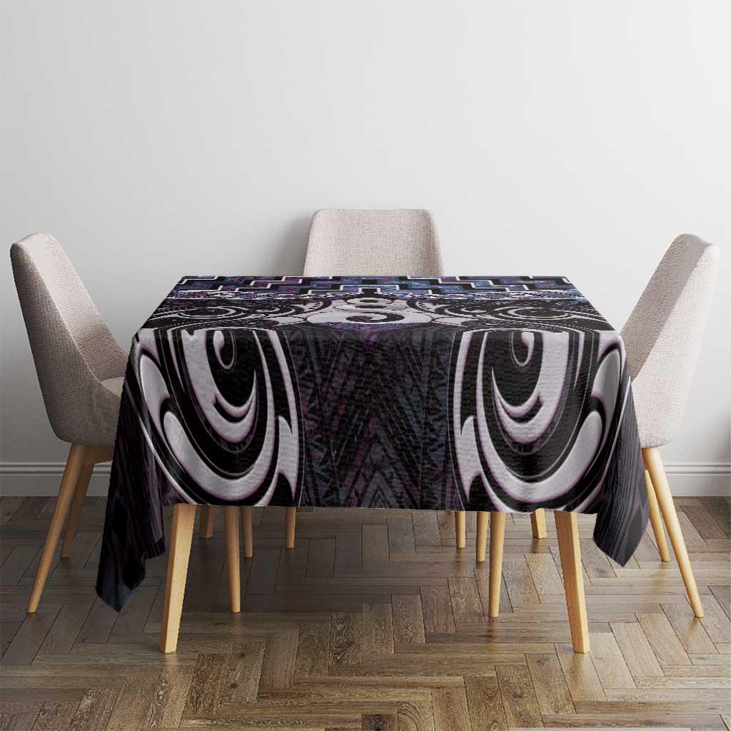 New Zealand Maori Tablecloth Poutama Pikorua Purple Paua Shell LT05 - Polynesian Pride