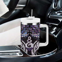 New Zealand Maori Tumbler With Handle Poutama Pikorua Purple Paua Shell LT05 - Polynesian Pride