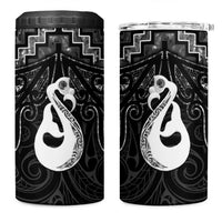 New Zealand Maori 4 in 1 Can Cooler Tumbler Poutama Manaia Black Paua Shell LT05 One Size: 16 oz Black - Polynesian Pride