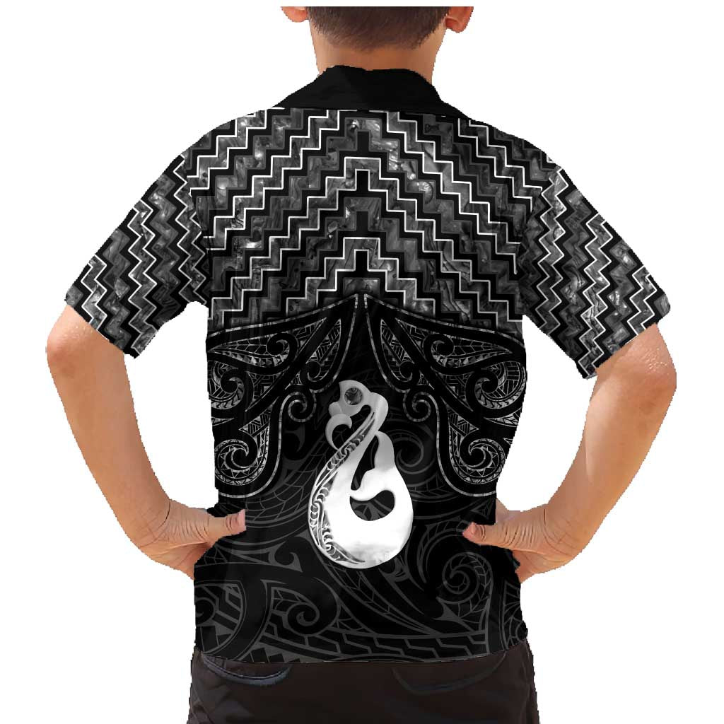 New Zealand Maori Family Matching Mermaid Dress and Hawaiian Shirt Poutama Manaia Black Paua Shell LT05 - Polynesian Pride