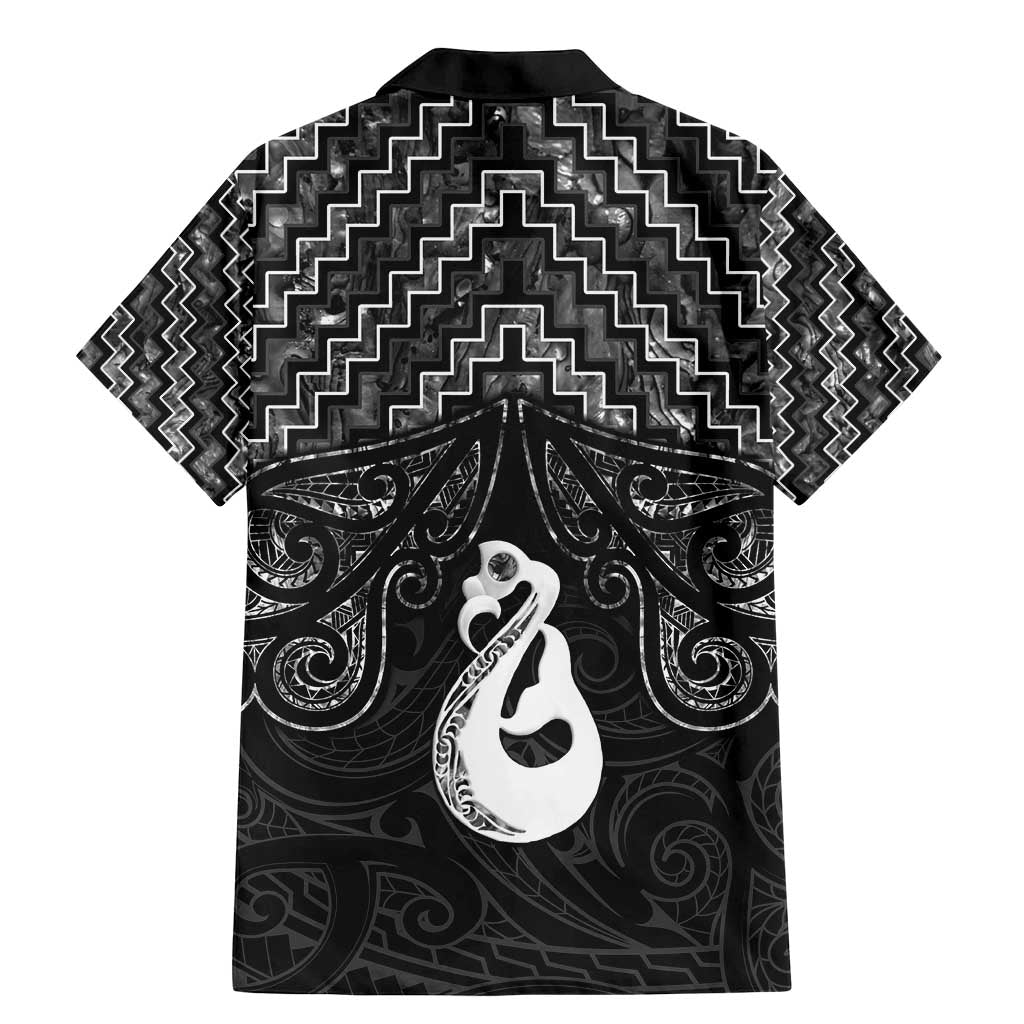New Zealand Maori Family Matching Mermaid Dress and Hawaiian Shirt Poutama Manaia Black Paua Shell LT05 - Polynesian Pride