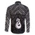 New Zealand Maori Family Matching Off The Shoulder Long Sleeve Dress and Hawaiian Shirt Poutama Manaia Black Paua Shell