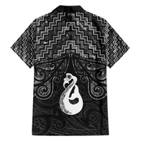 New Zealand Maori Family Matching Off Shoulder Maxi Dress and Hawaiian Shirt Poutama Manaia Black Paua Shell LT05 - Polynesian Pride