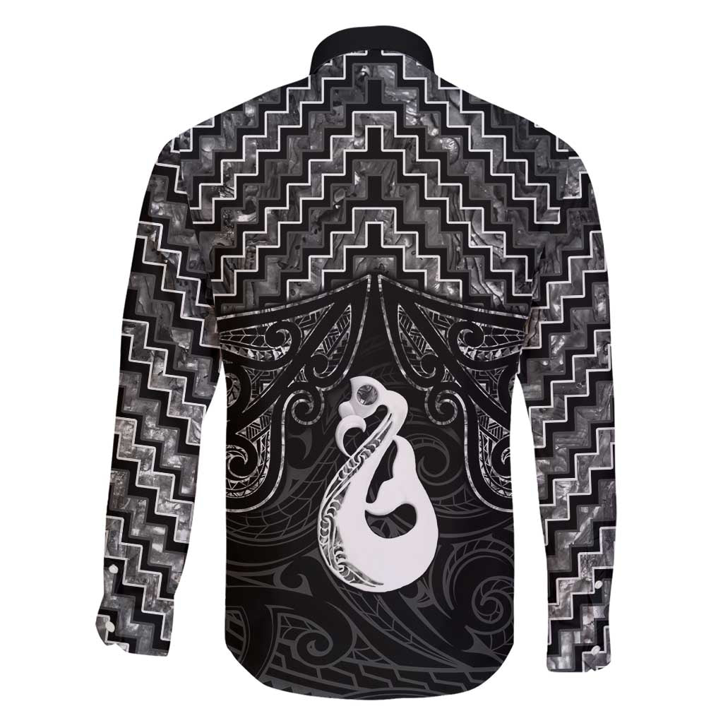 New Zealand Maori Family Matching Short Sleeve Bodycon Dress and Hawaiian Shirt Poutama Manaia Black Paua Shell LT05 - Polynesian Pride