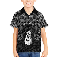 New Zealand Maori Family Matching Short Sleeve Bodycon Dress and Hawaiian Shirt Poutama Manaia Black Paua Shell LT05 Son's Shirt Black - Polynesian Pride