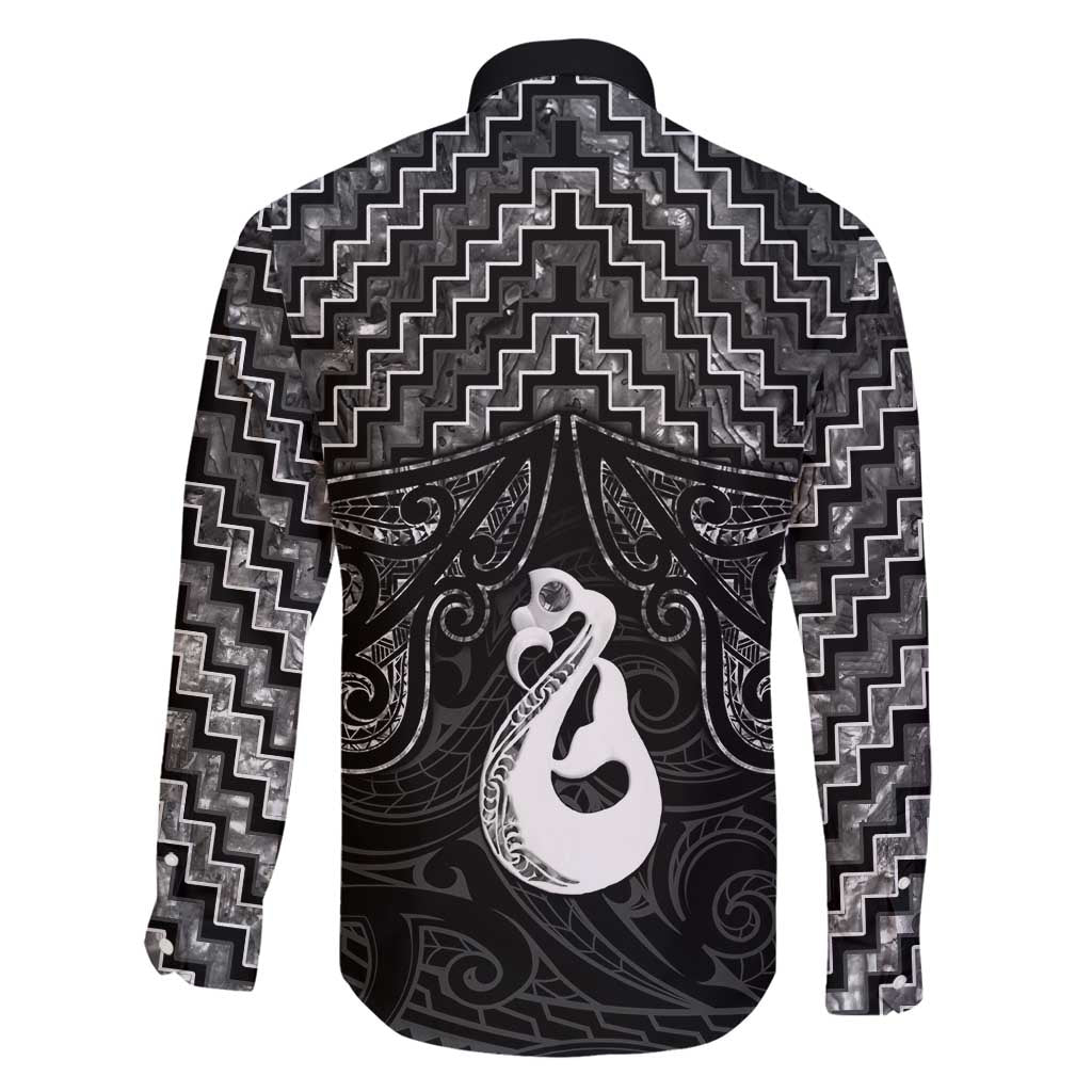 New Zealand Maori Family Matching Summer Maxi Dress and Hawaiian Shirt Poutama Manaia Black Paua Shell LT05 - Polynesian Pride