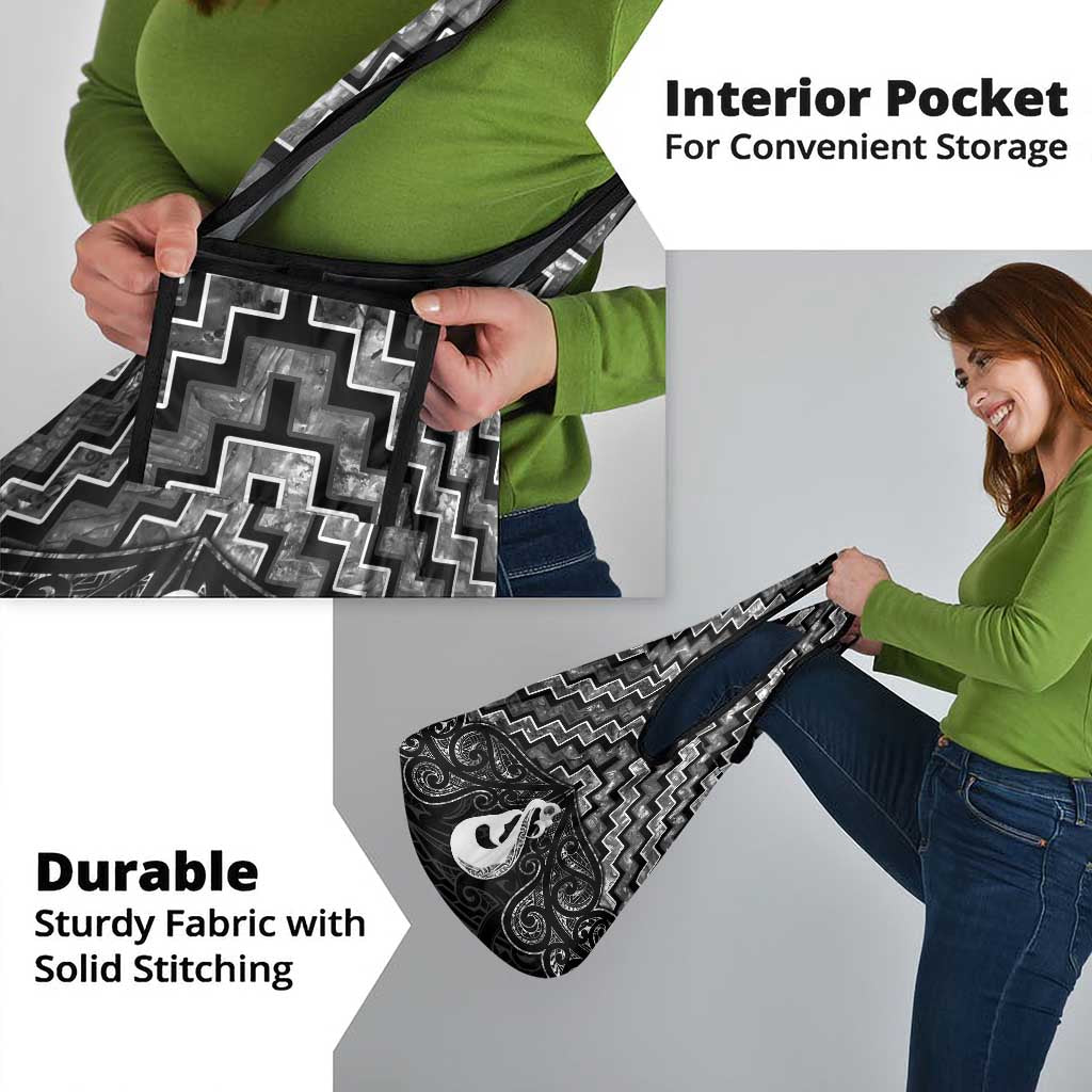 New Zealand Maori Grocery Bag Poutama Manaia Black Paua Shell