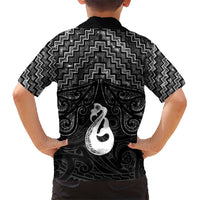 New Zealand Maori Kid Hawaiian Shirt Poutama Manaia Black Paua Shell LT05 - Polynesian Pride