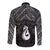 New Zealand Maori Long Sleeve Button Shirt Poutama Manaia Black Paua Shell