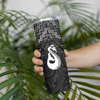New Zealand Maori Skinny Tumbler Poutama Manaia Black Paua Shell LT05 - Polynesian Pride