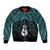 New Zealand Maori Bomber Jacket Poutama Manaia Turquoise Paua Shell