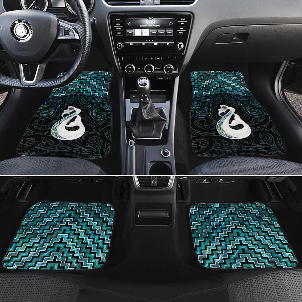 New Zealand Maori Car Mats Poutama Manaia Turquoise Paua Shell