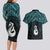 New Zealand Maori Couples Matching Long Sleeve Bodycon Dress and Hawaiian Shirt Poutama Manaia Turquoise Paua Shell