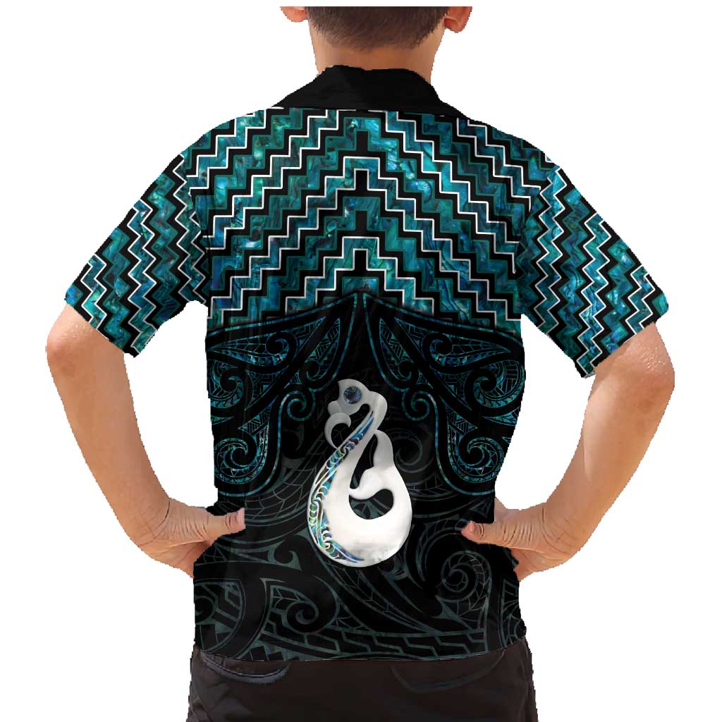 New Zealand Maori Family Matching Mermaid Dress and Hawaiian Shirt Poutama Manaia Turquoise Paua Shell LT05 - Polynesian Pride