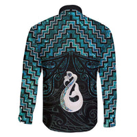 New Zealand Maori Family Matching Mermaid Dress and Hawaiian Shirt Poutama Manaia Turquoise Paua Shell LT05 - Polynesian Pride