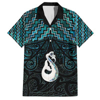 New Zealand Maori Family Matching Short Sleeve Bodycon Dress and Hawaiian Shirt Poutama Manaia Turquoise Paua Shell LT05 Dad's Shirt - Short Sleeve Turquoise - Polynesian Pride