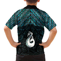 New Zealand Maori Family Matching Summer Maxi Dress and Hawaiian Shirt Poutama Manaia Turquoise Paua Shell LT05 - Polynesian Pride