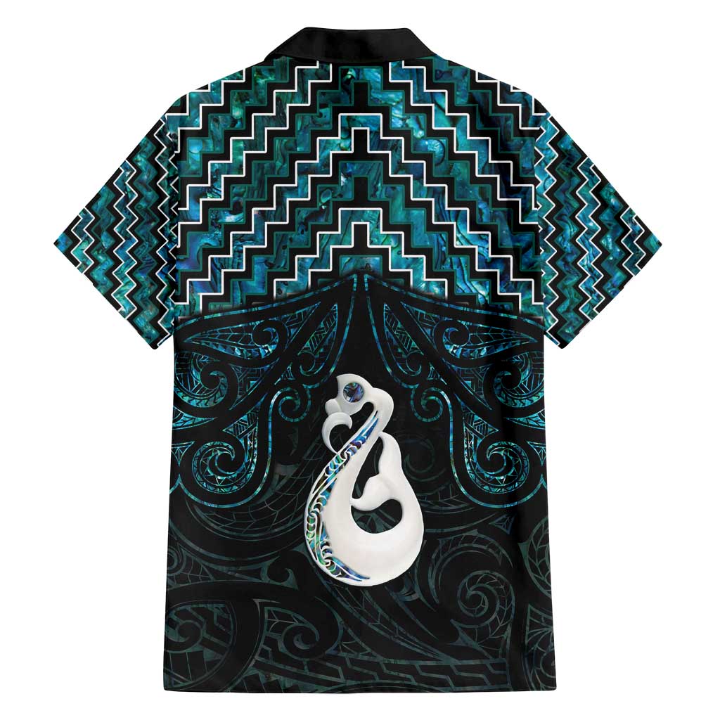 New Zealand Maori Family Matching Summer Maxi Dress and Hawaiian Shirt Poutama Manaia Turquoise Paua Shell LT05 - Polynesian Pride