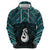 New Zealand Maori Hoodie Poutama Manaia Turquoise Paua Shell