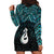 New Zealand Maori Hoodie Dress Poutama Manaia Turquoise Paua Shell