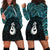 New Zealand Maori Hoodie Dress Poutama Manaia Turquoise Paua Shell