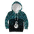 New Zealand Maori Kid Hoodie Poutama Manaia Turquoise Paua Shell