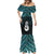 New Zealand Maori Mermaid Dress Poutama Manaia Turquoise Paua Shell