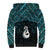 New Zealand Maori Sherpa Hoodie Poutama Manaia Turquoise Paua Shell