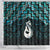 New Zealand Maori Shower Curtain Poutama Manaia Turquoise Paua Shell